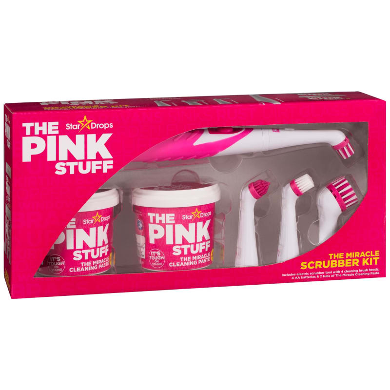 The Pink Stuff Scrubber Kit Electric Scrubbing With 4 Cleaning Brush Heads