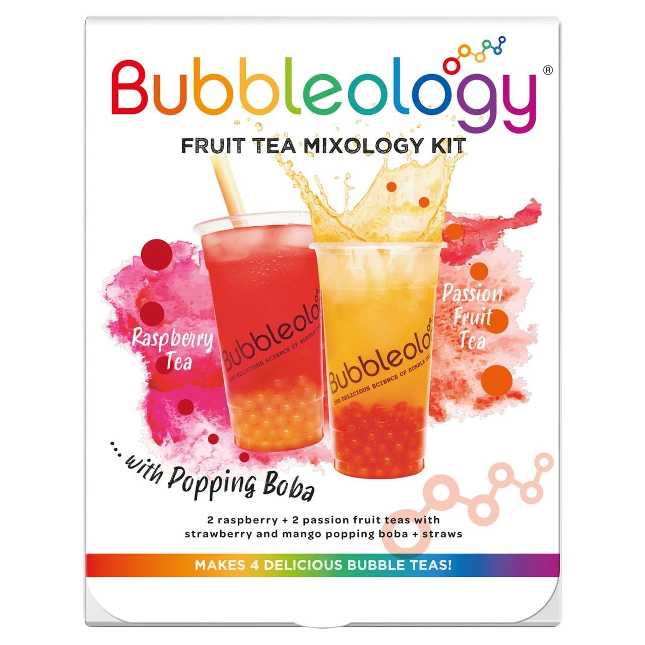Bubbleology Tea with Popping Boba 405g | Variety Choices x 4 Drinks Kit