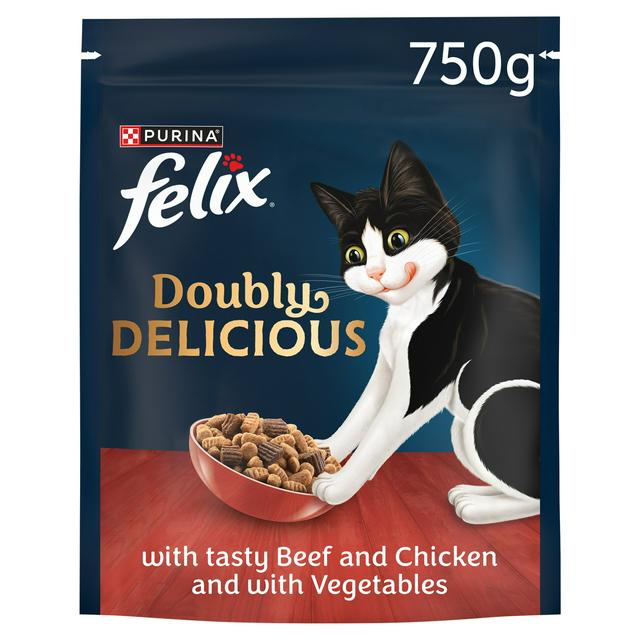 Felix Doubly Delicious Complete Dry Cat Food 750g - Beef & Chicken with Veg