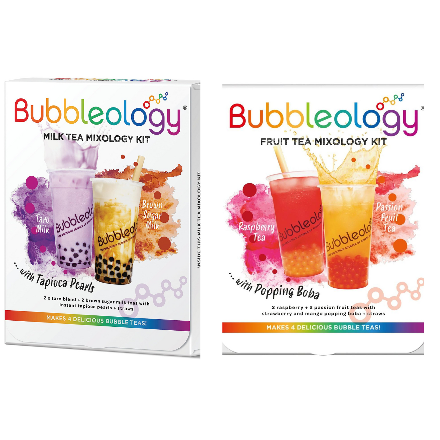Bubbleology Tea with Popping Boba 405g | Variety Choices x 4 Drinks Kit