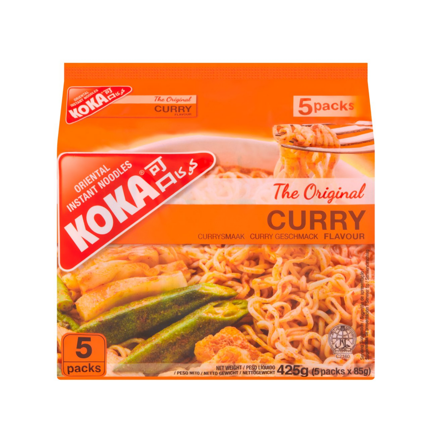 Koka The Original Curry Flavour Oriental Instant Noodles 5 x 85g (425g)