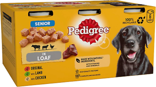 Pedigree - Wet Dog Food - for Senior Dogs - Mixed Selection in Loaf - 6 X 400 G