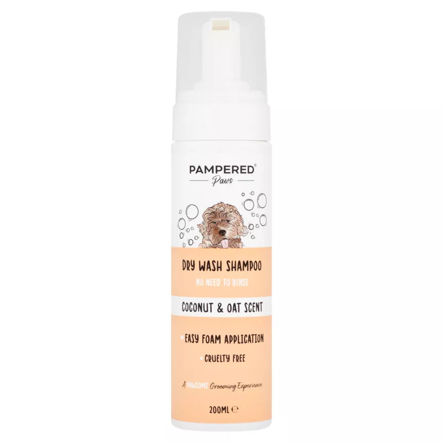 Pampered Paws Coconut & Oat Scent Dry Wash Shampoo 200ml | Dog & Puppy