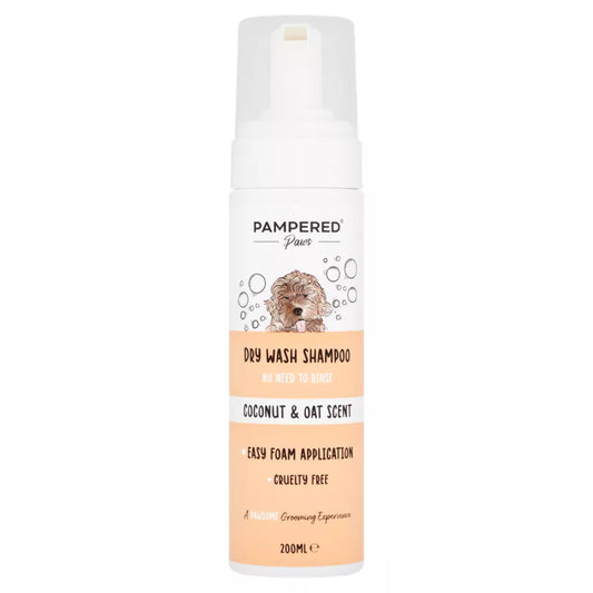 Pampered Paws Coconut & Oat Scent Dry Wash Shampoo 200ml | Dog & Puppy