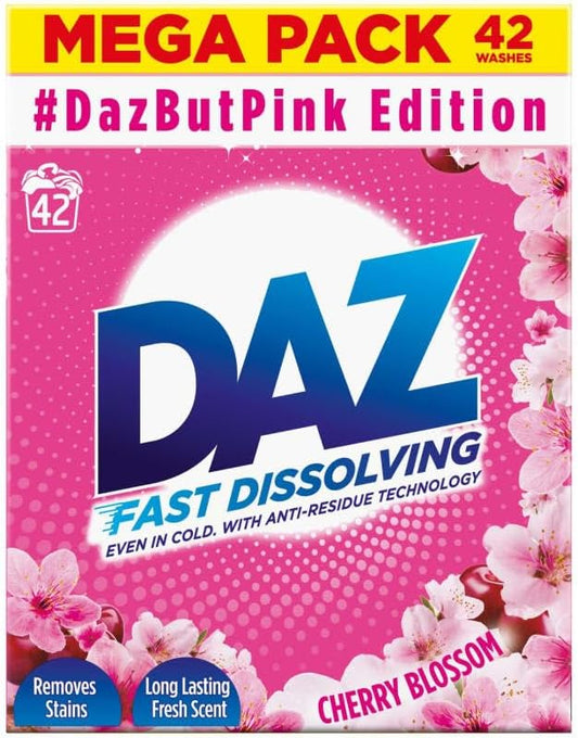 Daz But Pink 42 Wash Cherry Blossom Scented Whites & Colours Laundry Powder