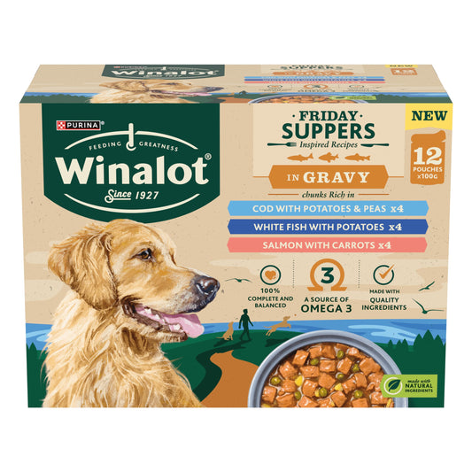 Winalot Friday Suppers Chunks in Gravy Fish Wet Dog Food 12x100g