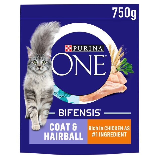 PURINA ONE Coat & Hairball Chicken Dry Cat Food 2 X 750g Bifensis