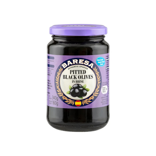 Baresa Pitted Black Olives 340g – Mediterranean Style Olives in Brine