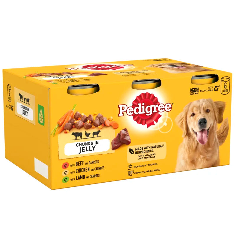 6x385g Pedigree Tins Mixed Jumbo In Jelly Adult Wet Dog Food | Fast Delivery