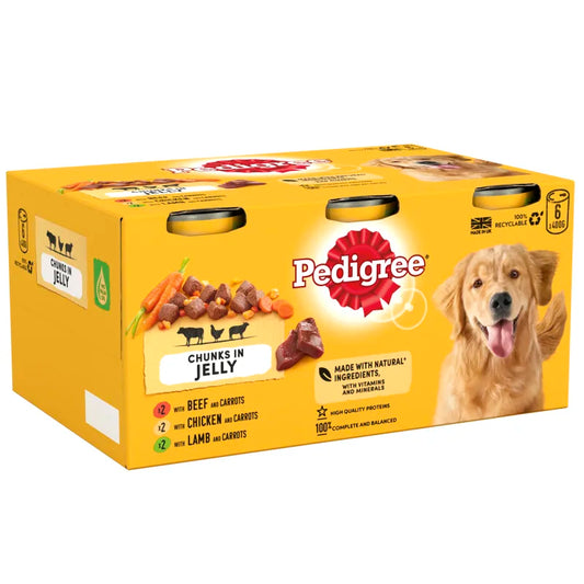 6x385g Pedigree Tins Mixed Jumbo In Jelly Adult Wet Dog Food | Fast Delivery