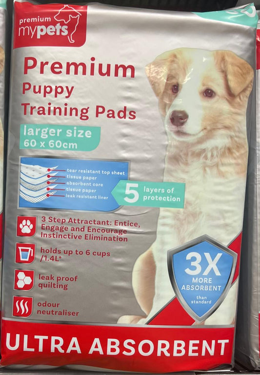 My Pets Essentials Puppy Training Pads (Pack of 50) - Larger Size 60 x 60cms