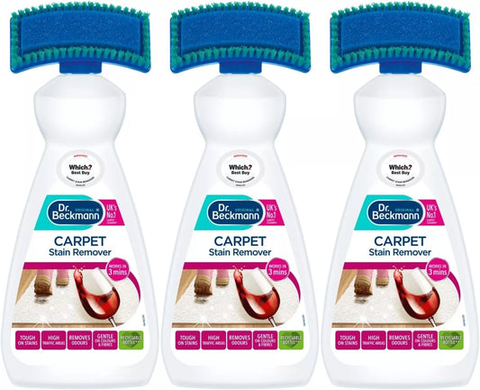 Dr Beckmann Carpet Stain Remover with Cleaning Applicator Brush (3 X 650ml)