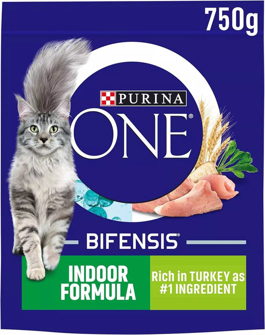 PURINA ONE Indoor Formula Balanced Turkey Dry Cat Food 2 X 750g Bifensis